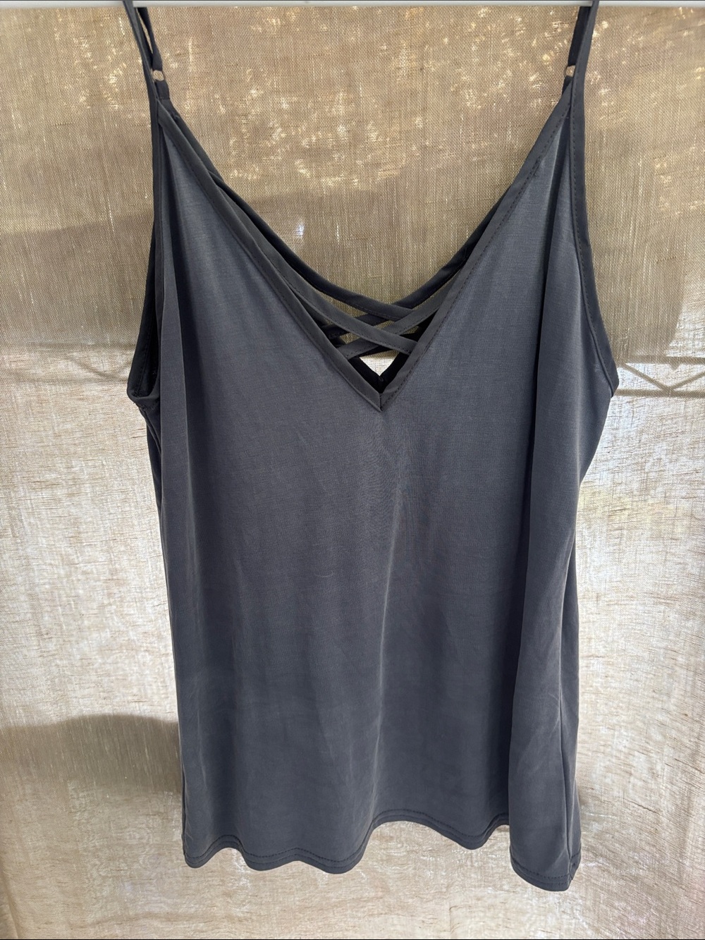 Black Crisscross V-Neck Cami Top